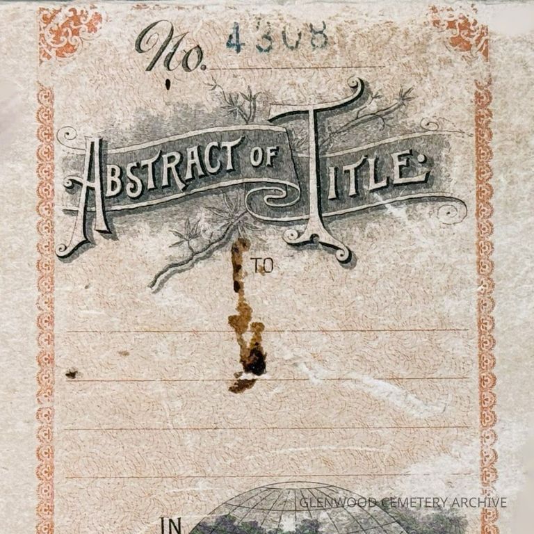 1903 Abstract of Title by Harris County Abstract Company for the Houston Cemetery Company
