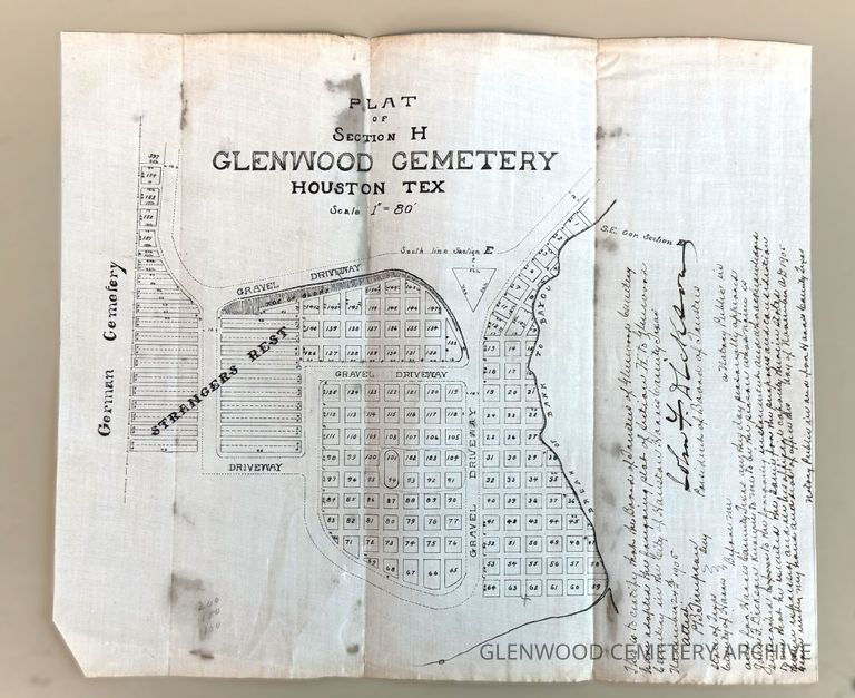 1905 Plat of Section H of Glenwood Cemetery