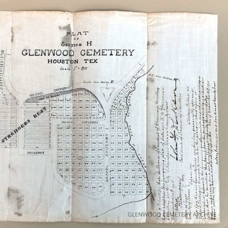 1905 Plat of Section H of Glenwood Cemetery