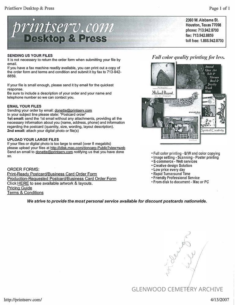 Glenwood Cemetery Brochure Drafts, Desktop Publishing, and Press Printing (2)