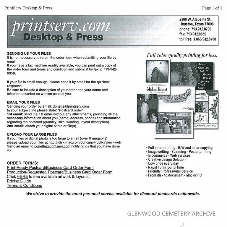 Glenwood Cemetery Brochure Drafts, Desktop Publishing, and Press Printing (2)