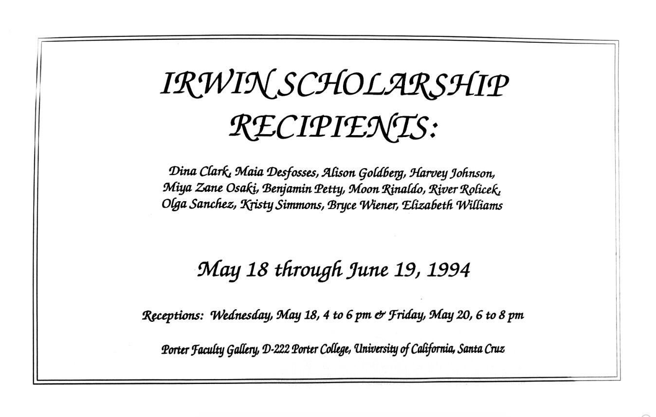 Irwin Scholarship Exhibitions