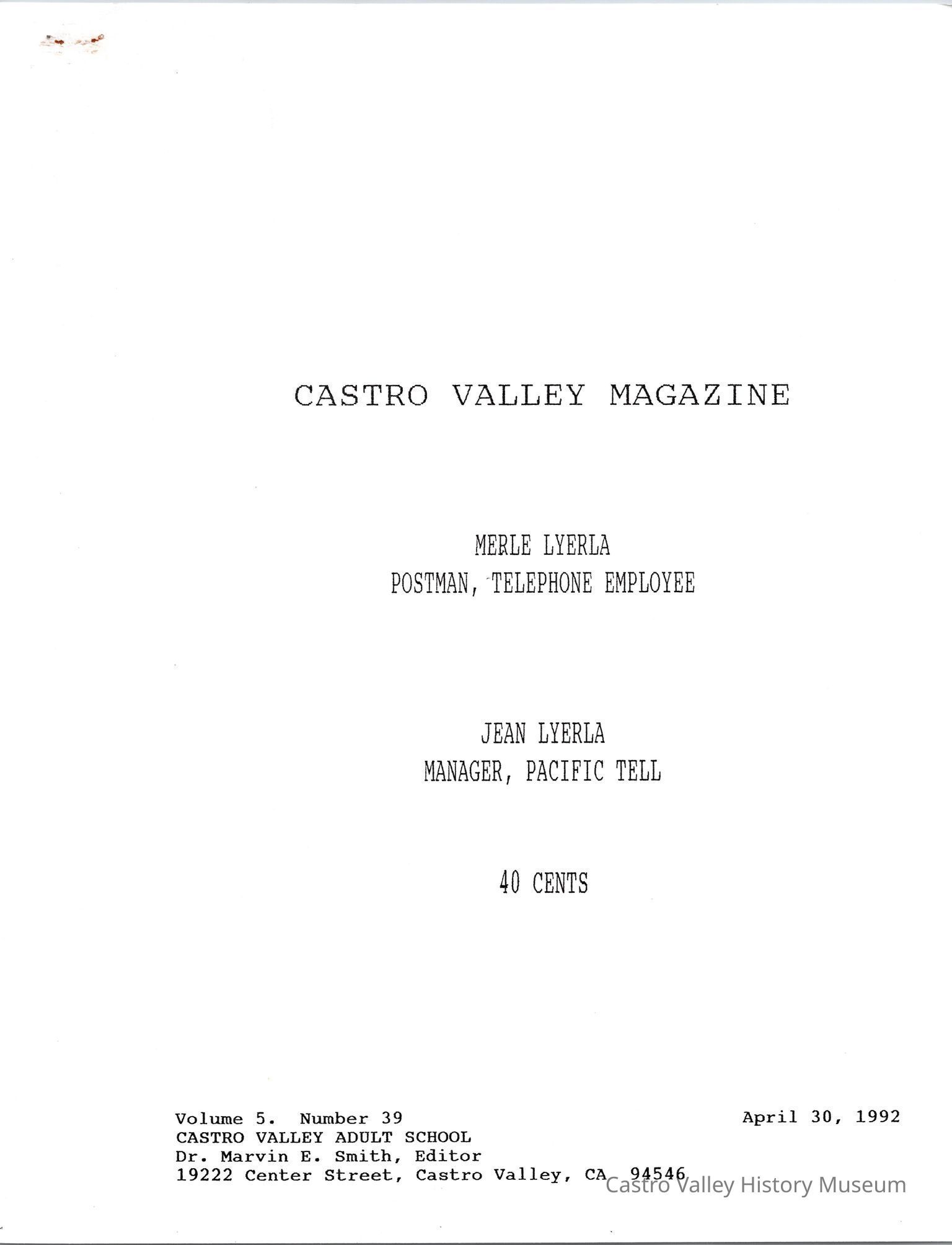 Castro Magazine Castro Valley Magazine Vol 5 No. 40
