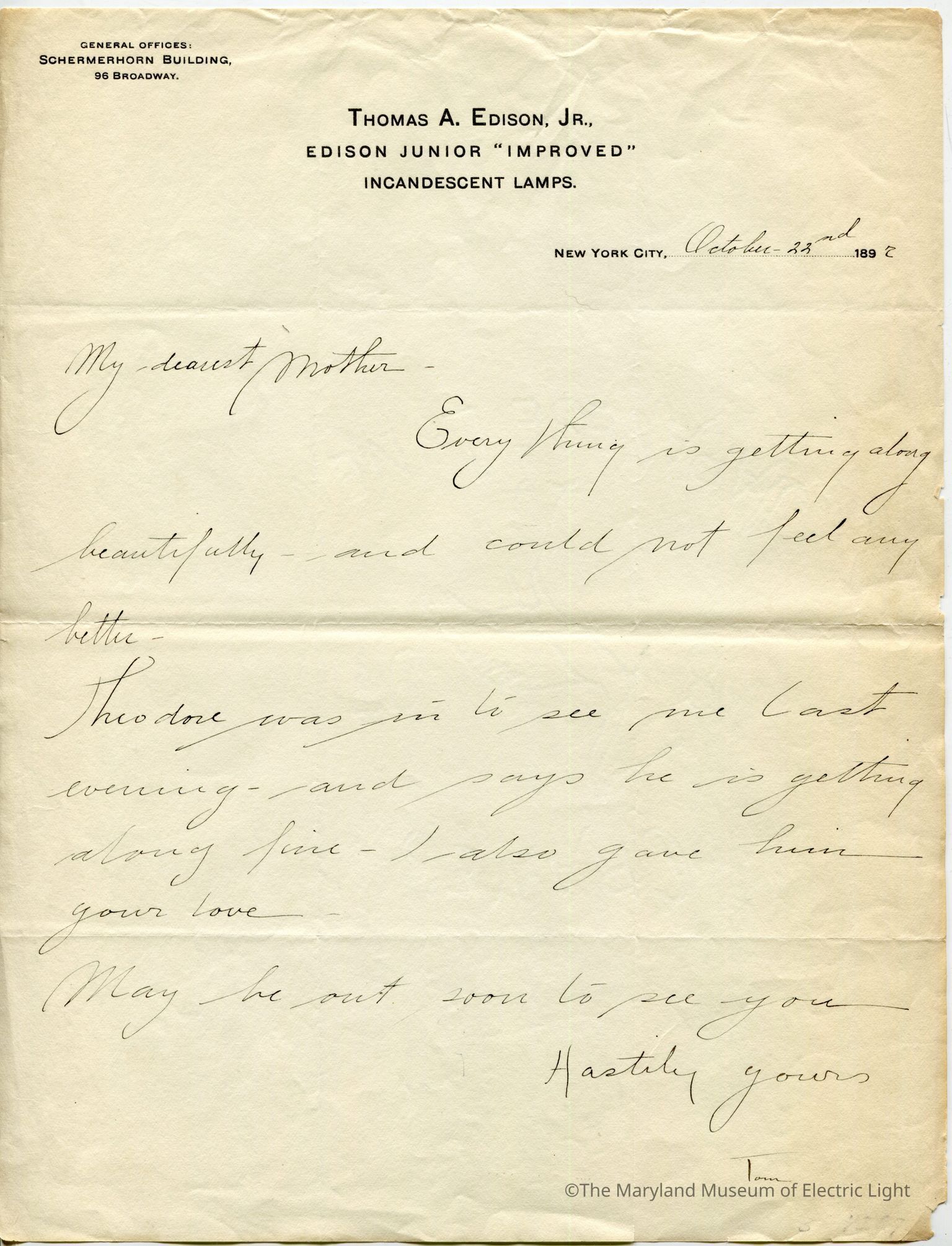 Ephemera - Thos. A. Edison Jr.