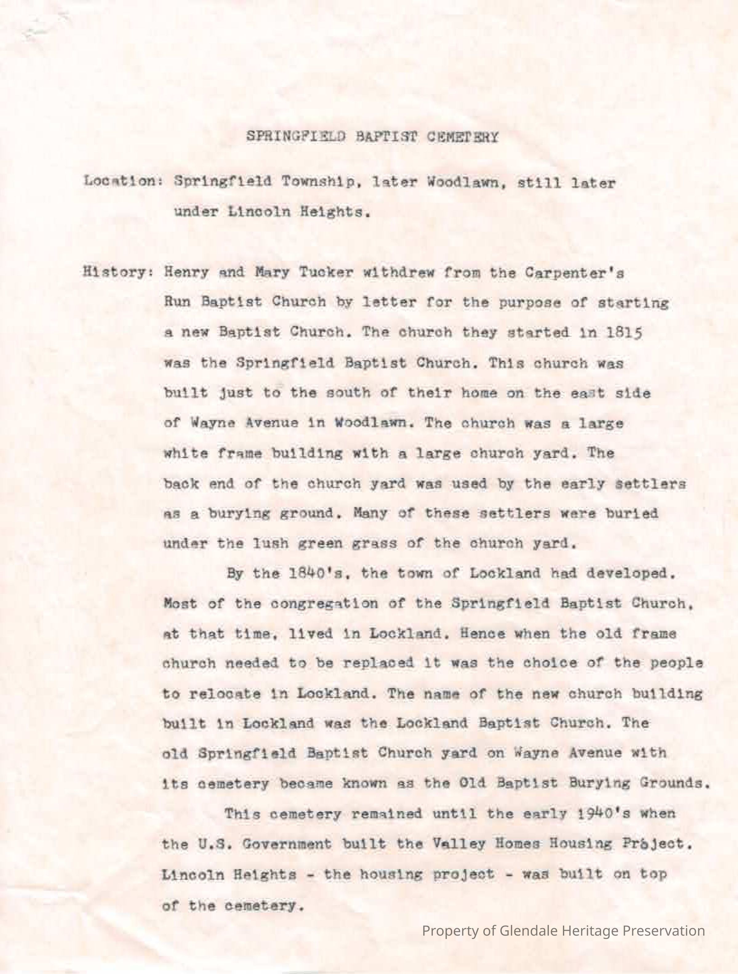 Springfield Baptist Cemetery