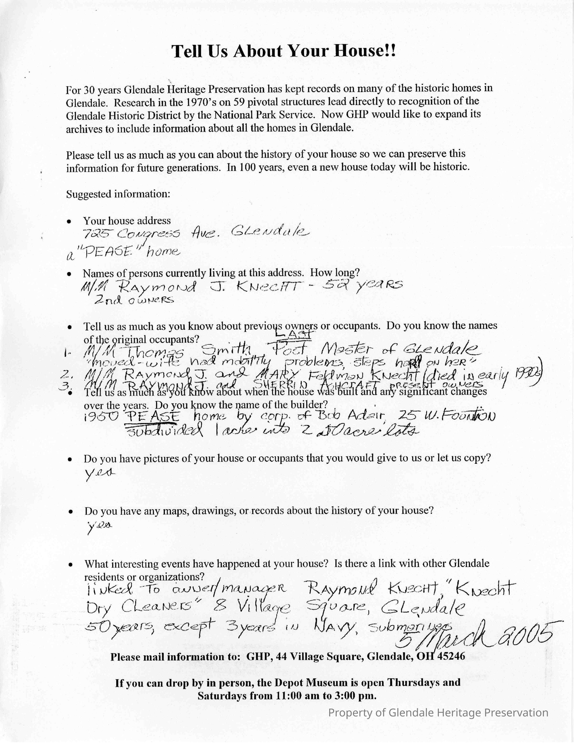 725 Congress Owners Survey 2005