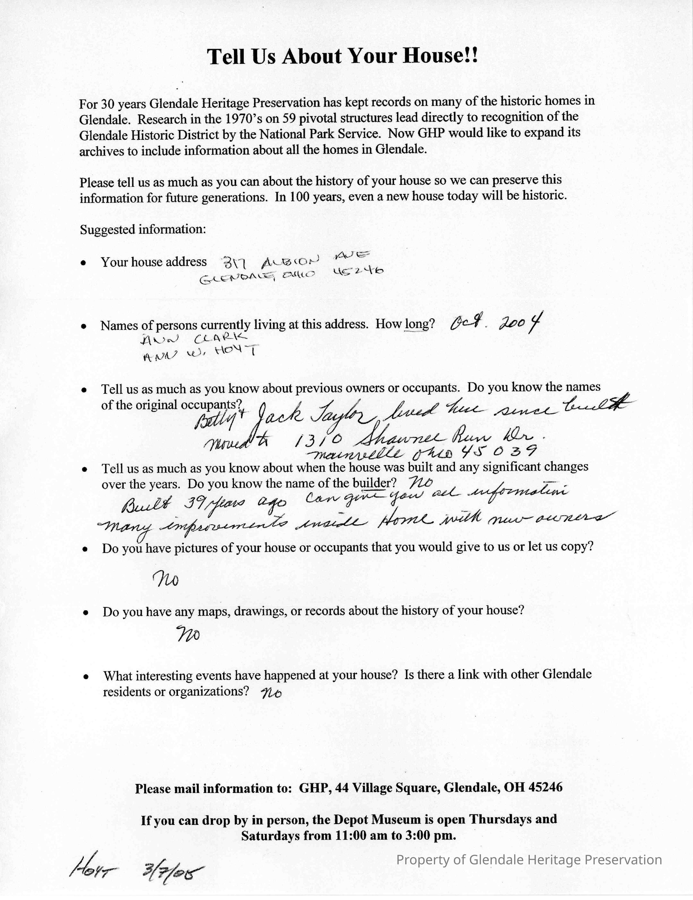 317 Albion Ave Owners House Survey