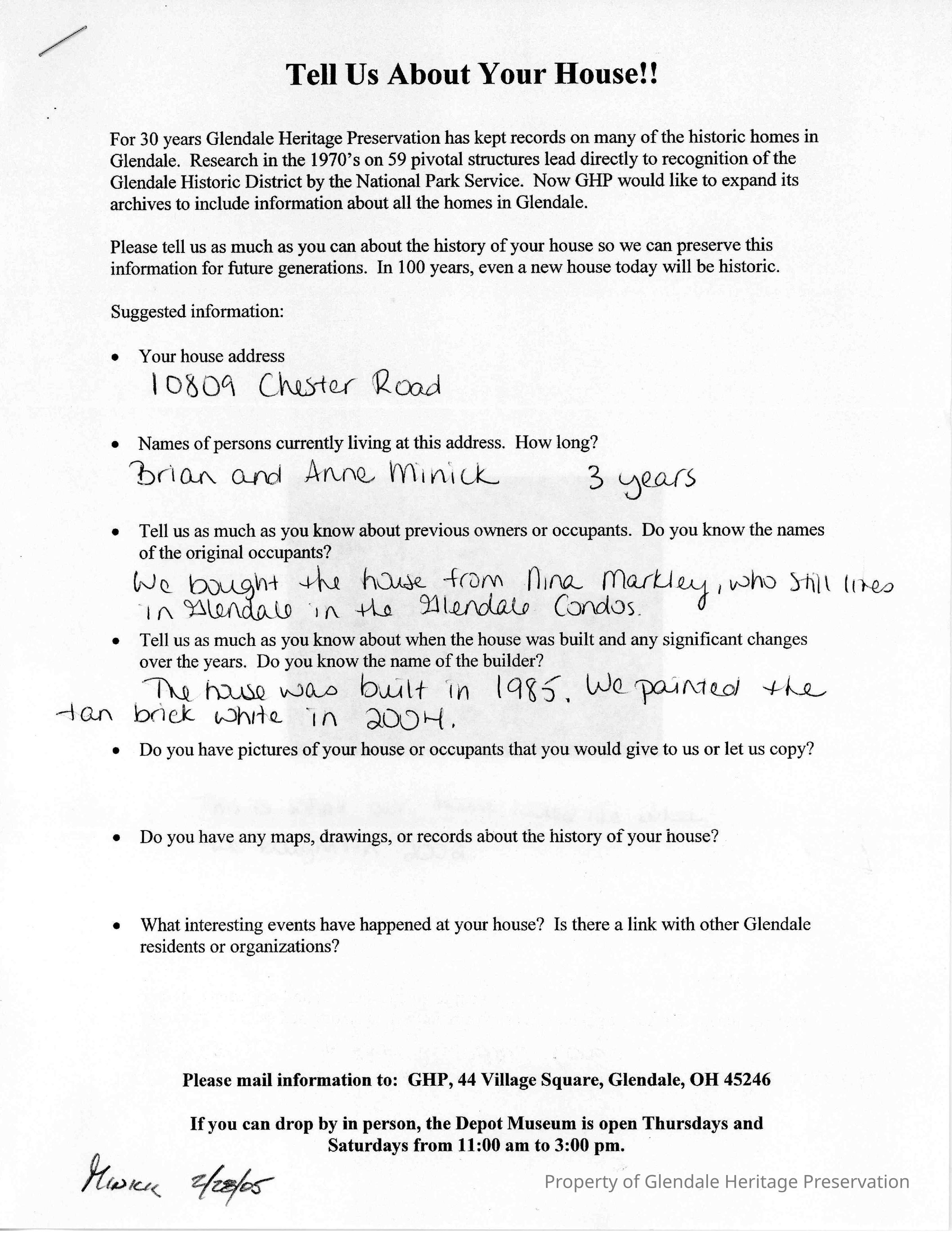 10809 Chester Road 2005 Owners House Sur