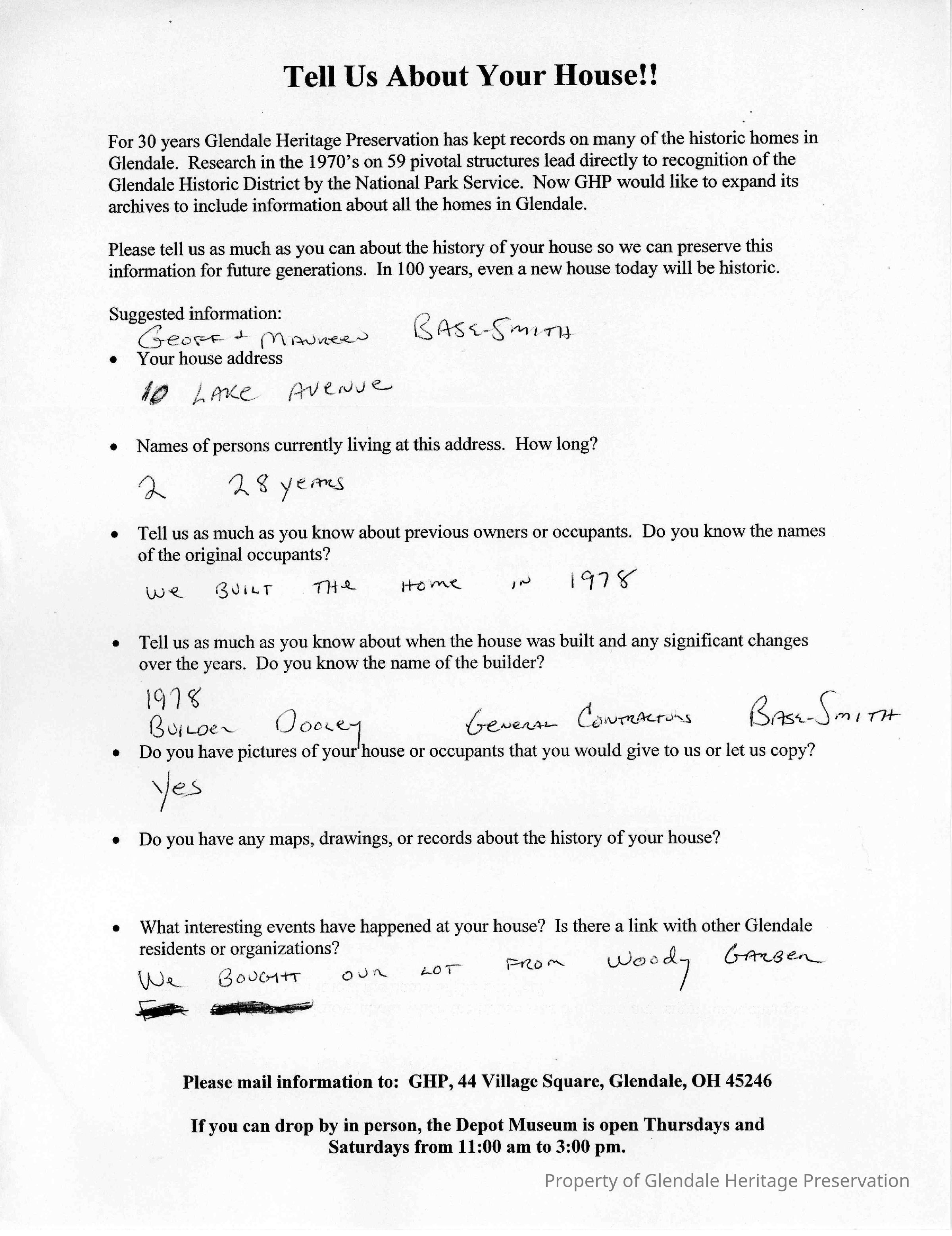 10 S Lake 2005 House Owners Survey