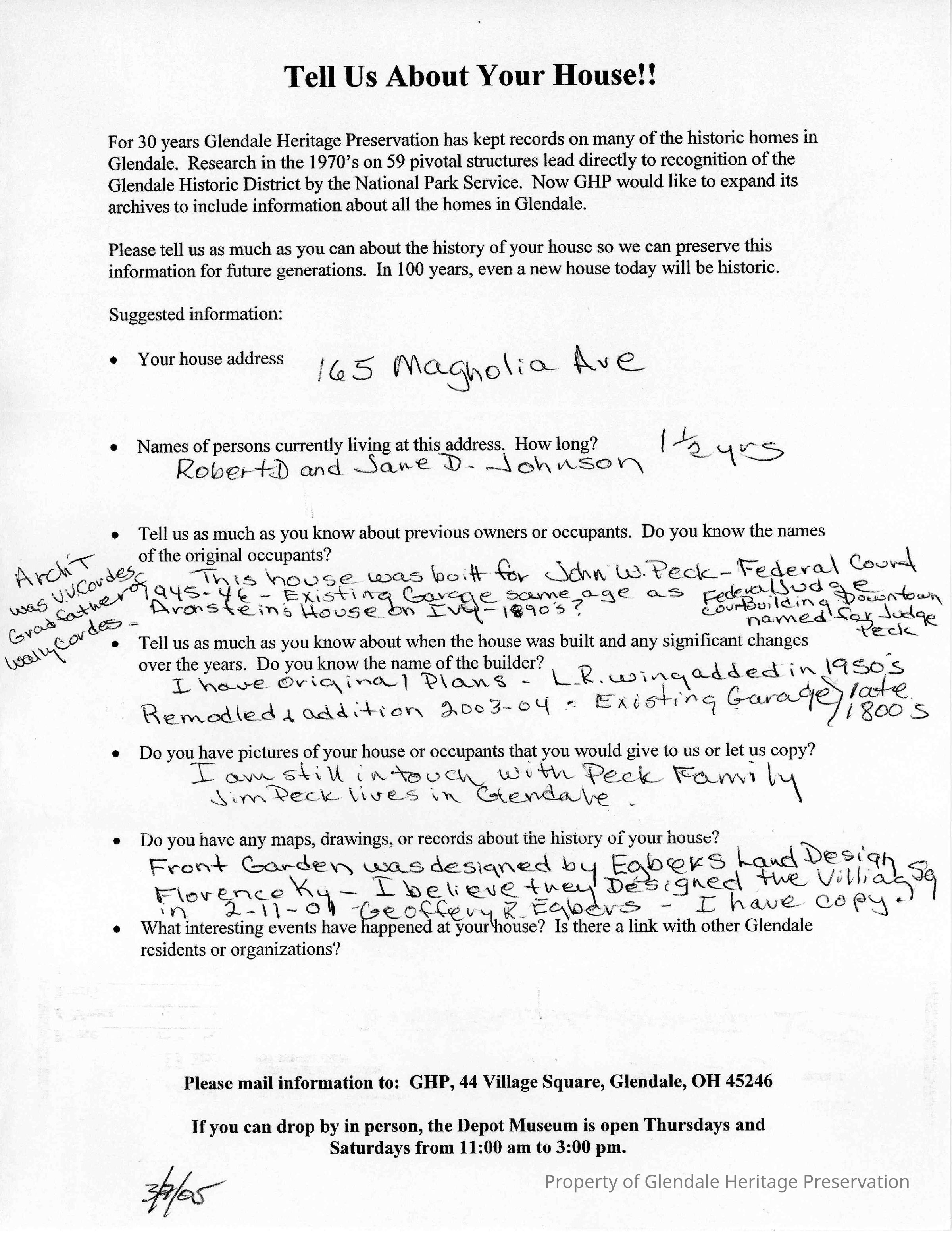 165 Magnolia 2005 House Owners Survey
