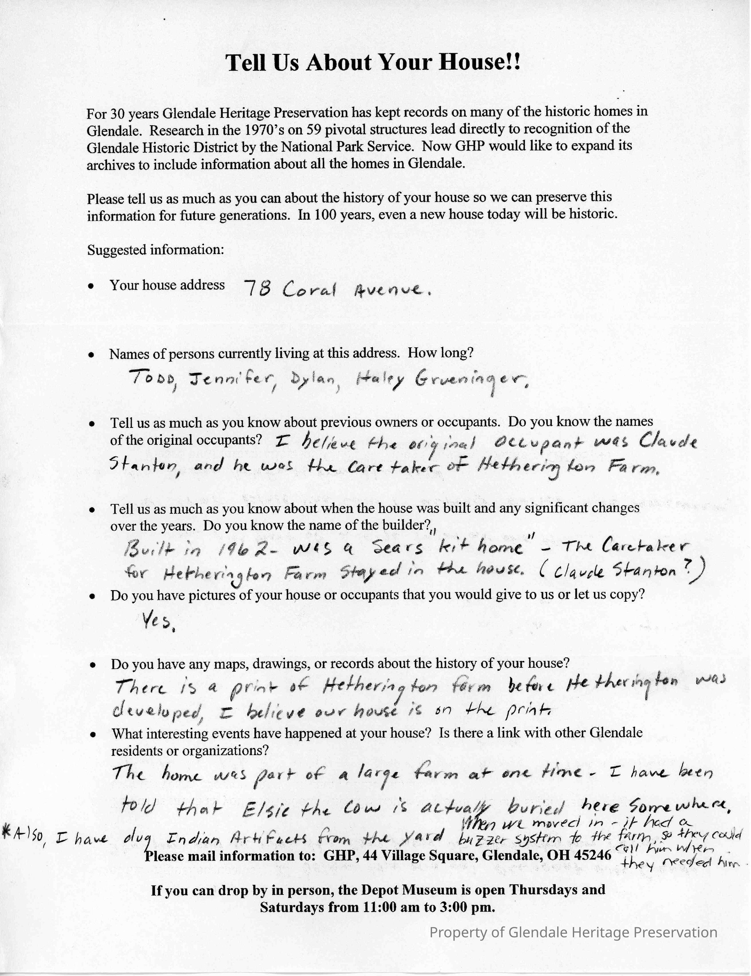 78 Coral Avenue 2005 House Owners Survey