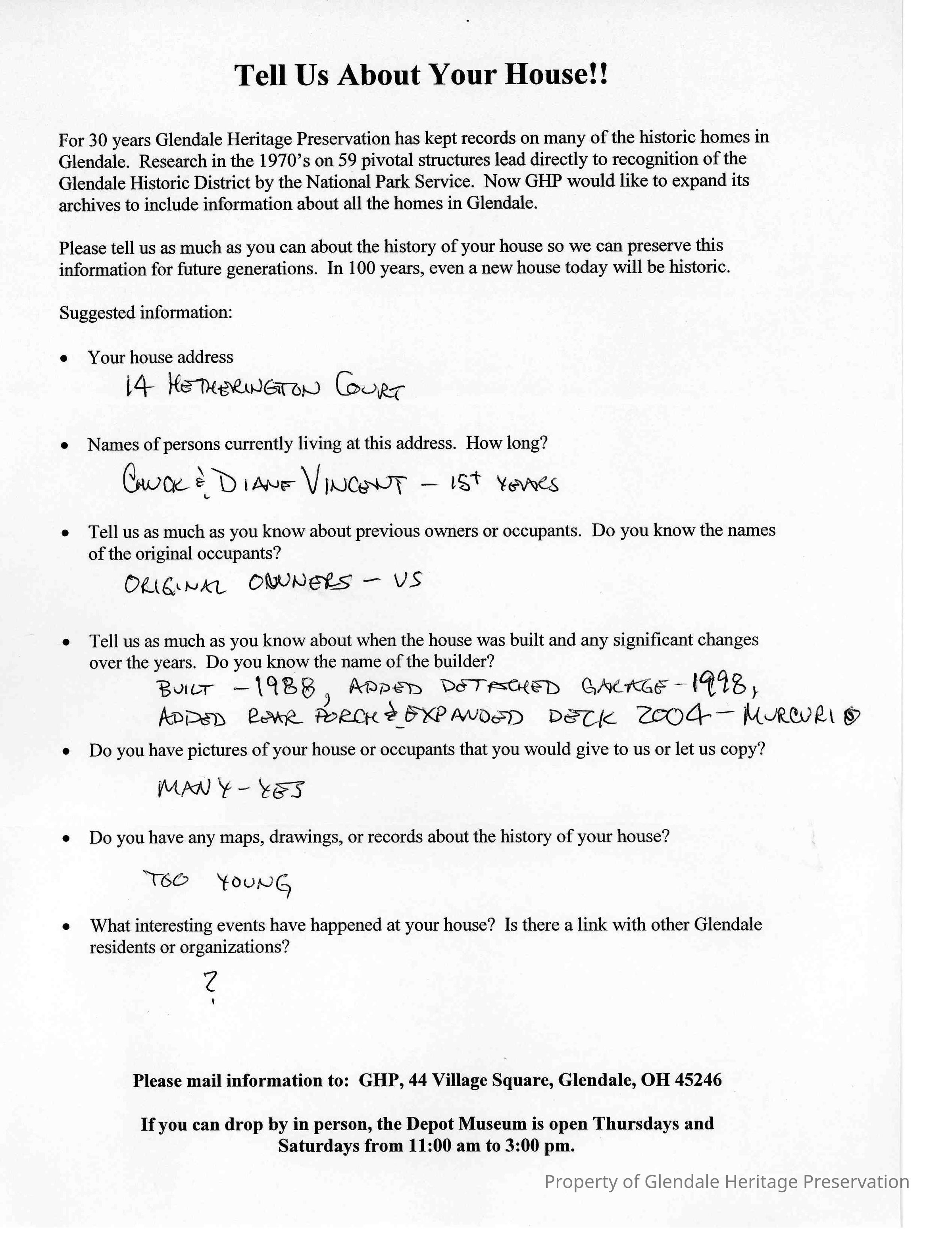 14 Hethrington Ct     2005 House Owners Survey