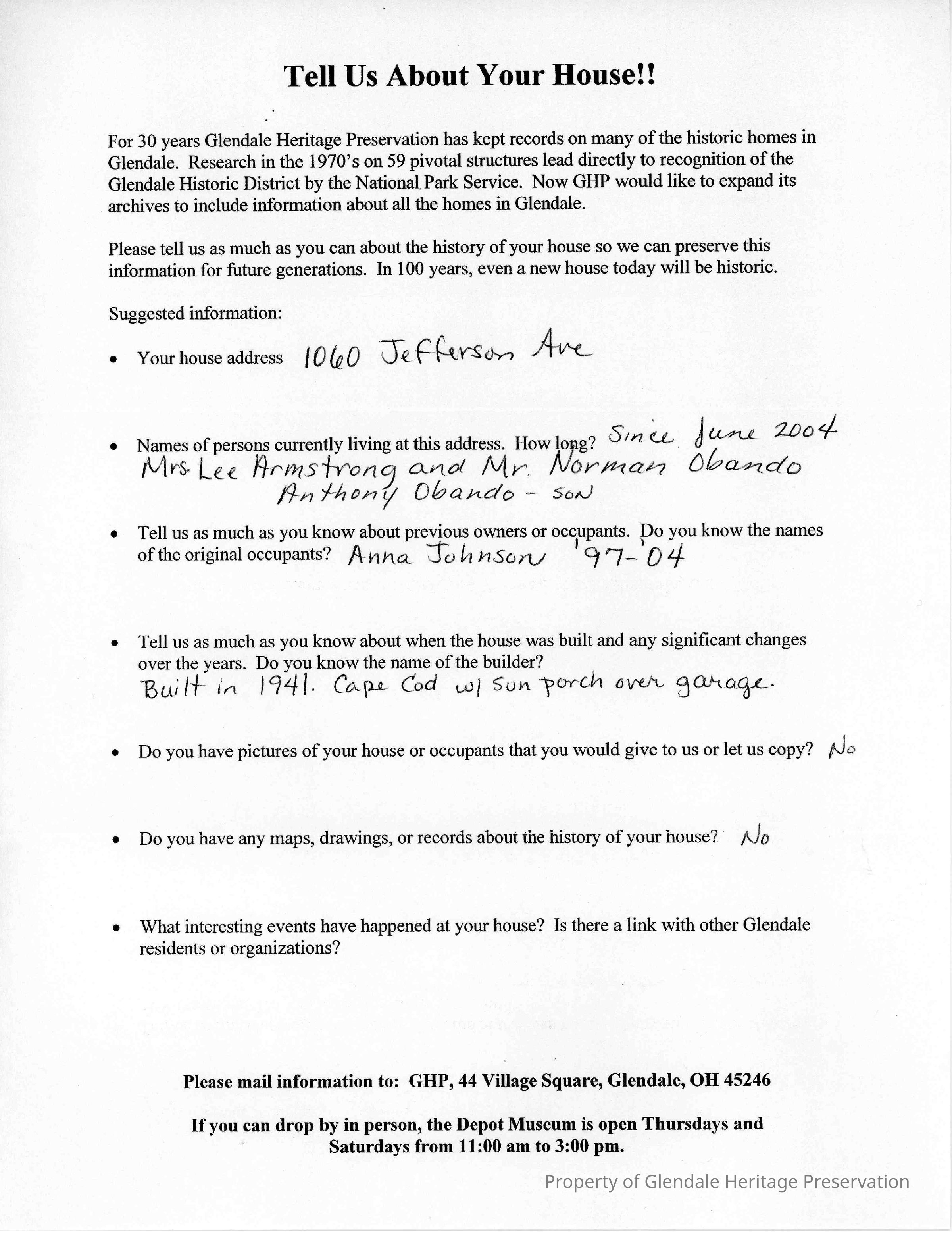 1060 Jefferson Avenue - 2005 House Owner