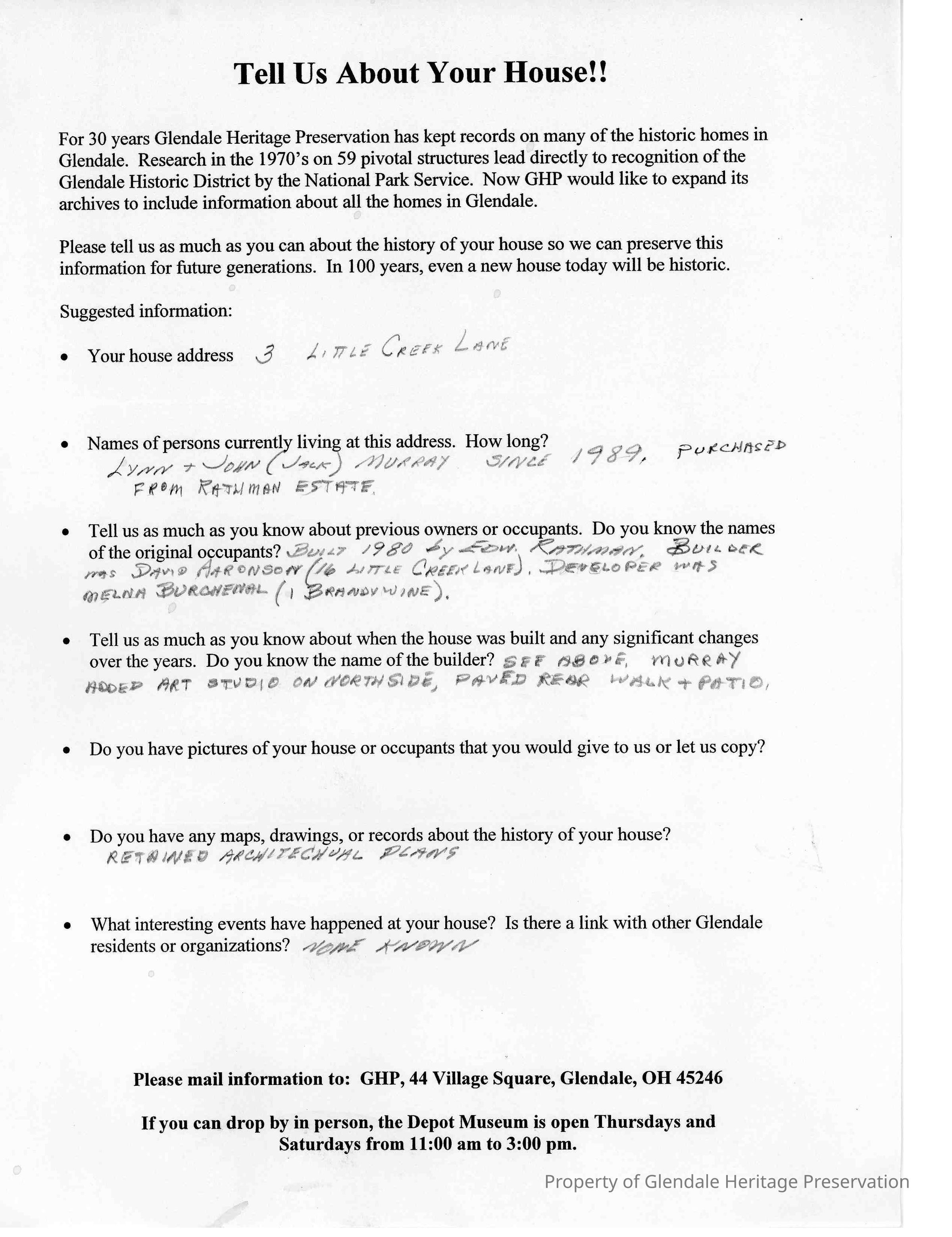 3 Little Creek Lane 2005 Home Owners Sur