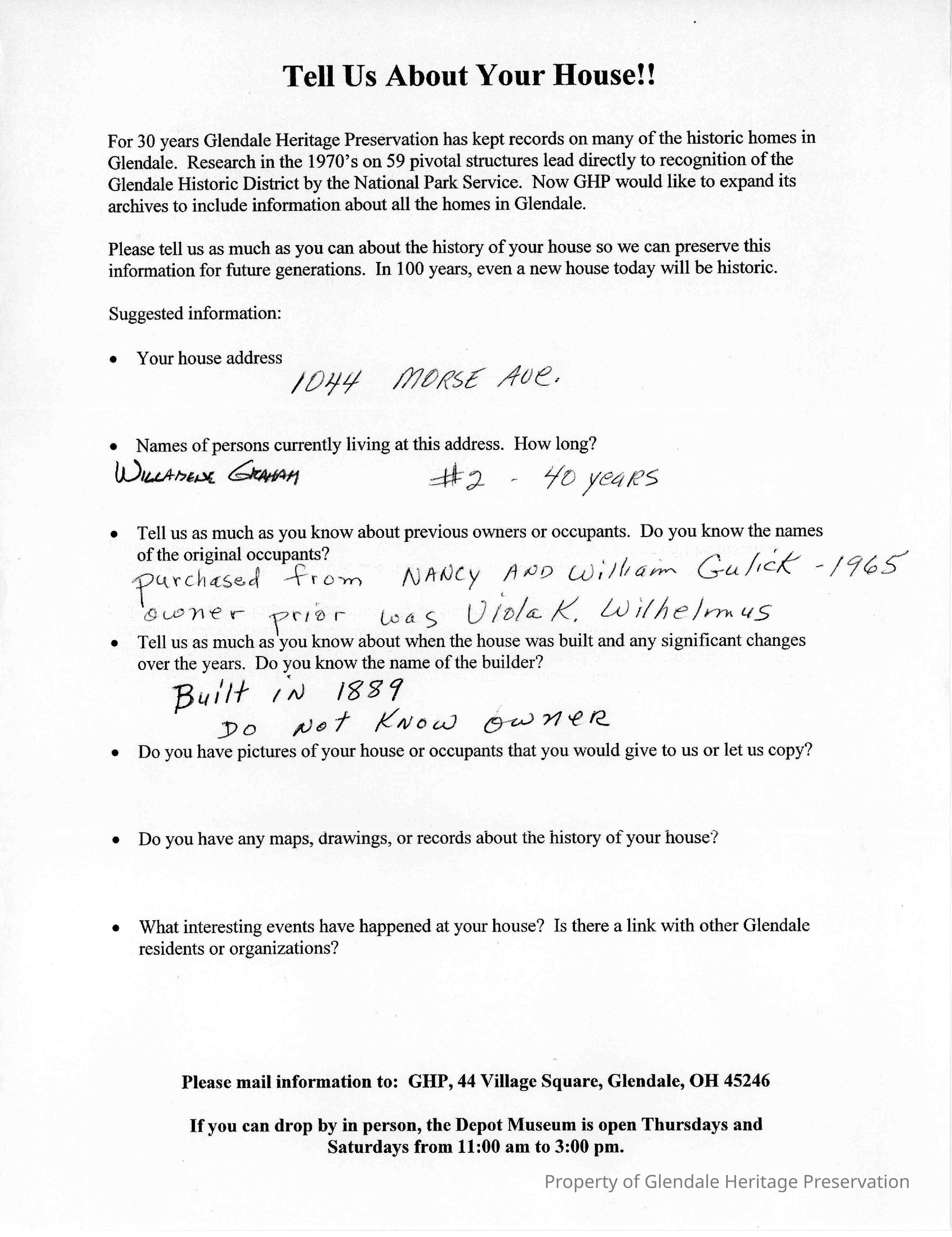 1044 Morse Avenue 2005 House Owners Surv