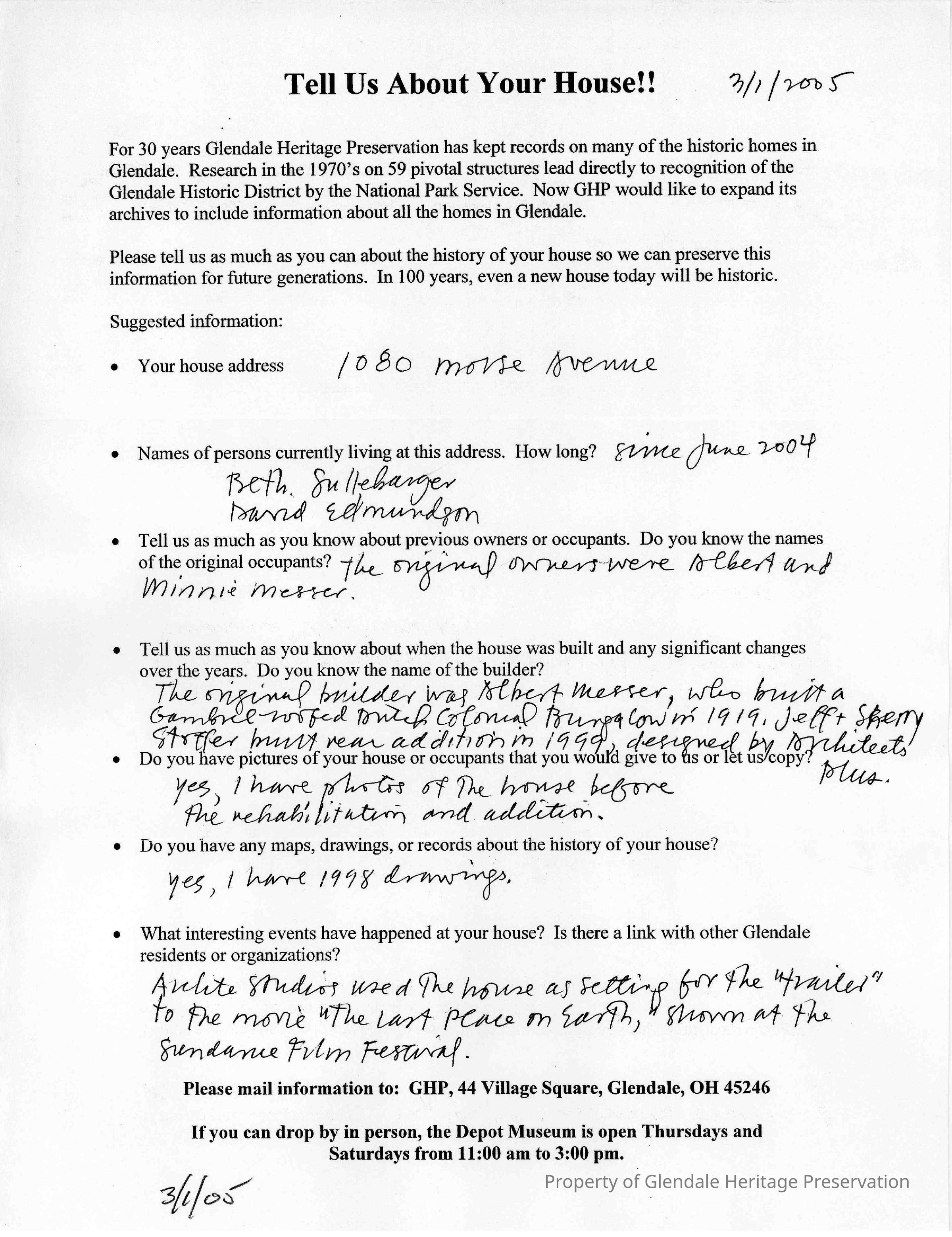 1080 Morse Avenue 2005 House Owners Surv