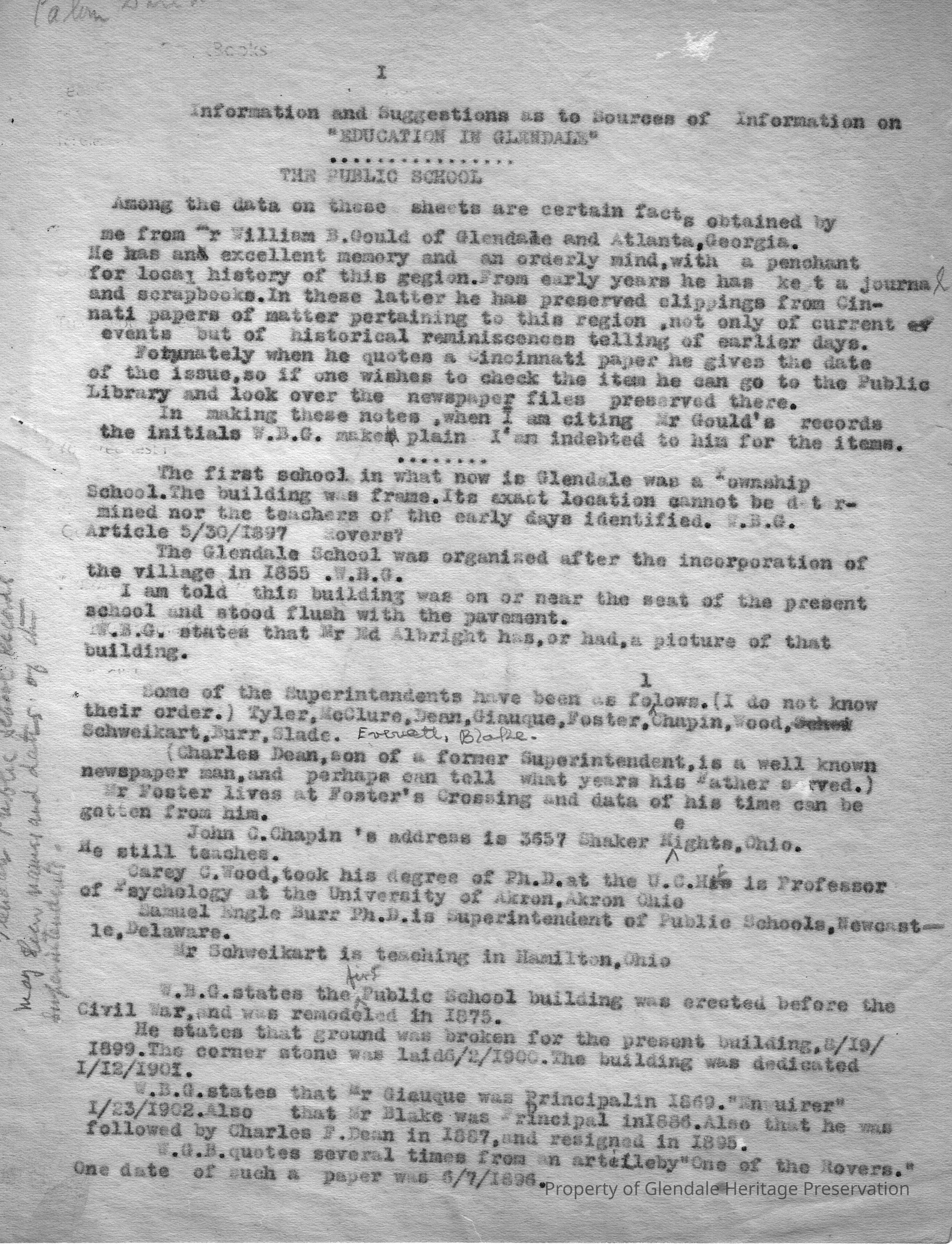 Paper on the history of the Glendale School