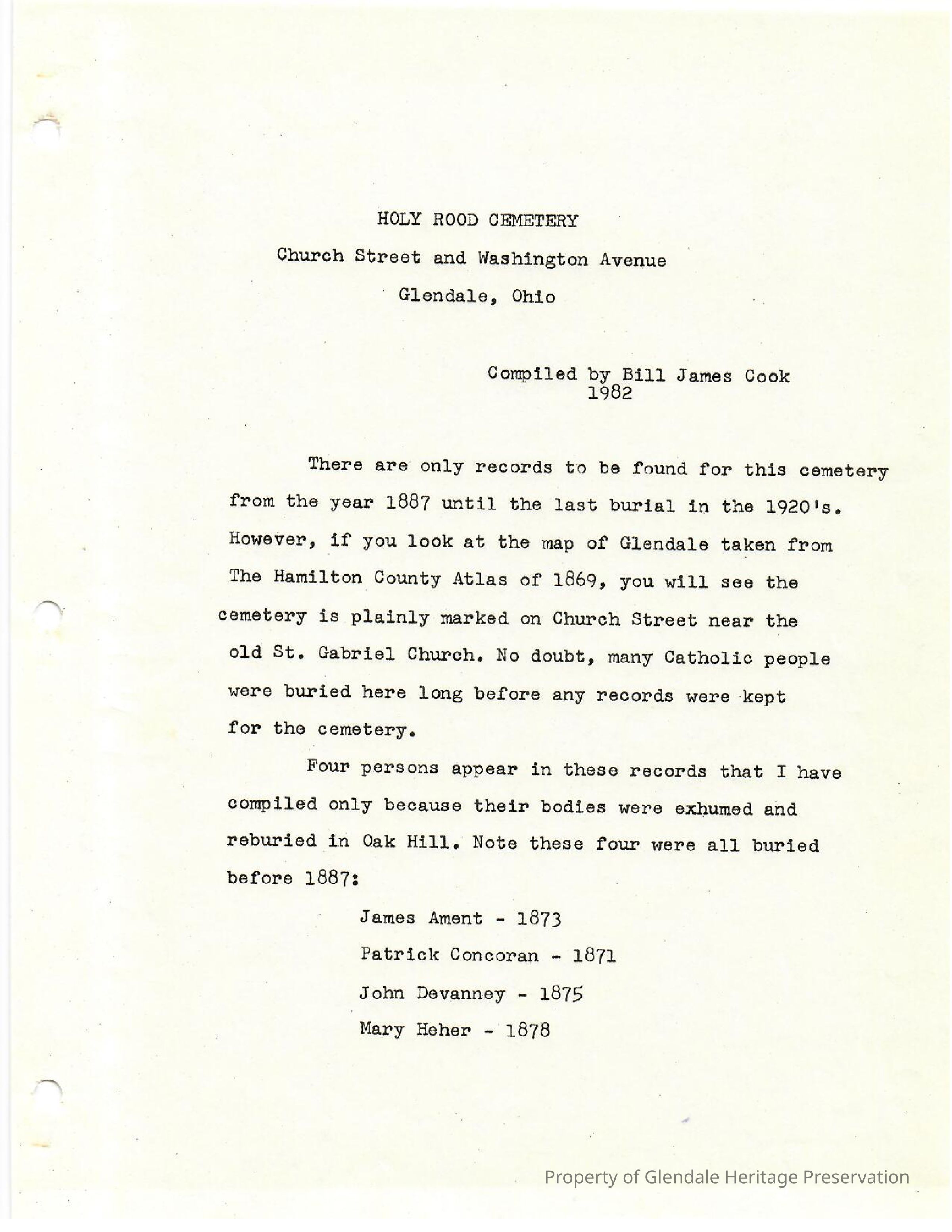 Holy Rood Cemetery List