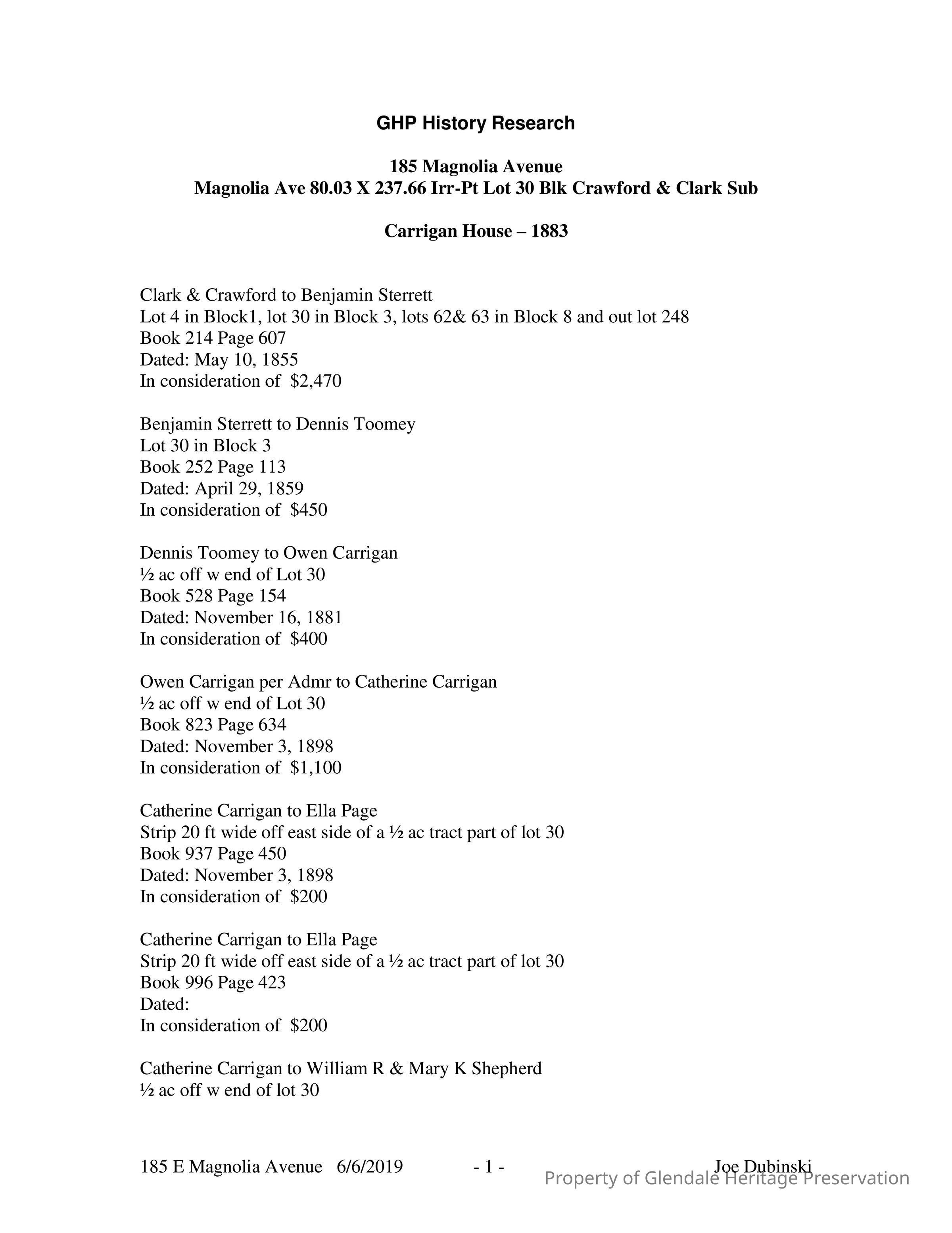 185 Magnolia Avenue - Research