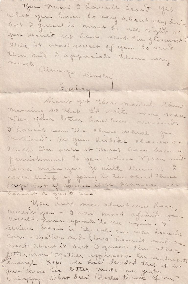 16 - 11.29.1923 Thanksgiving Letter with Flowers & Courtship Developments - Image 3