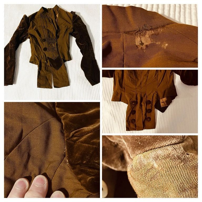 Woman's Brown Wool and Velvet Bodice (Six-Button Front) - Image 3