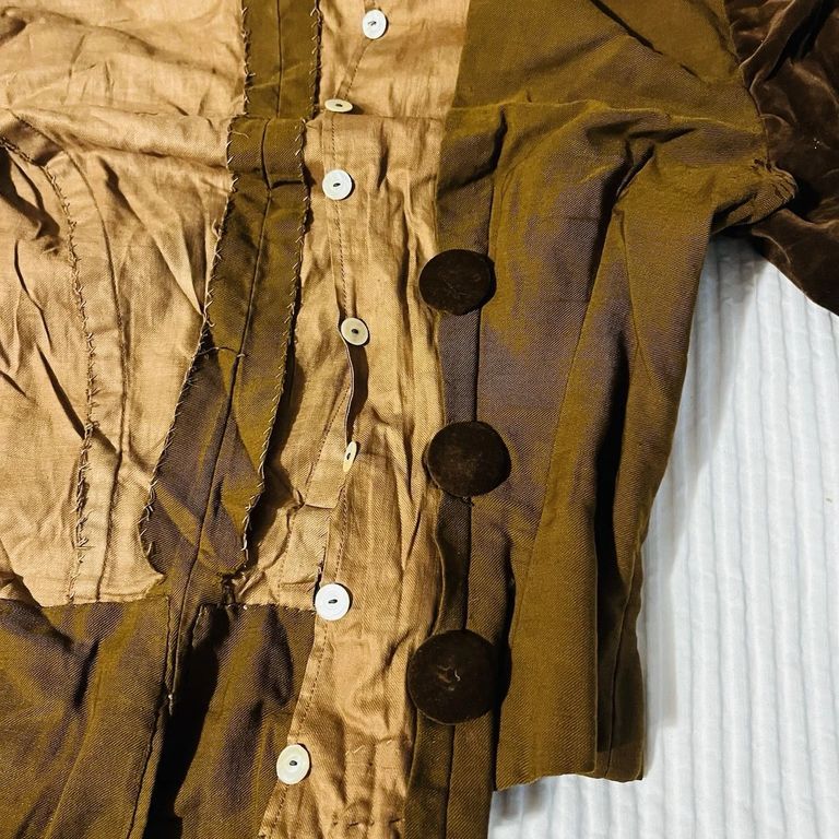 Woman's Brown Wool and Velvet Bodice (Six-Button Front) - Image 4