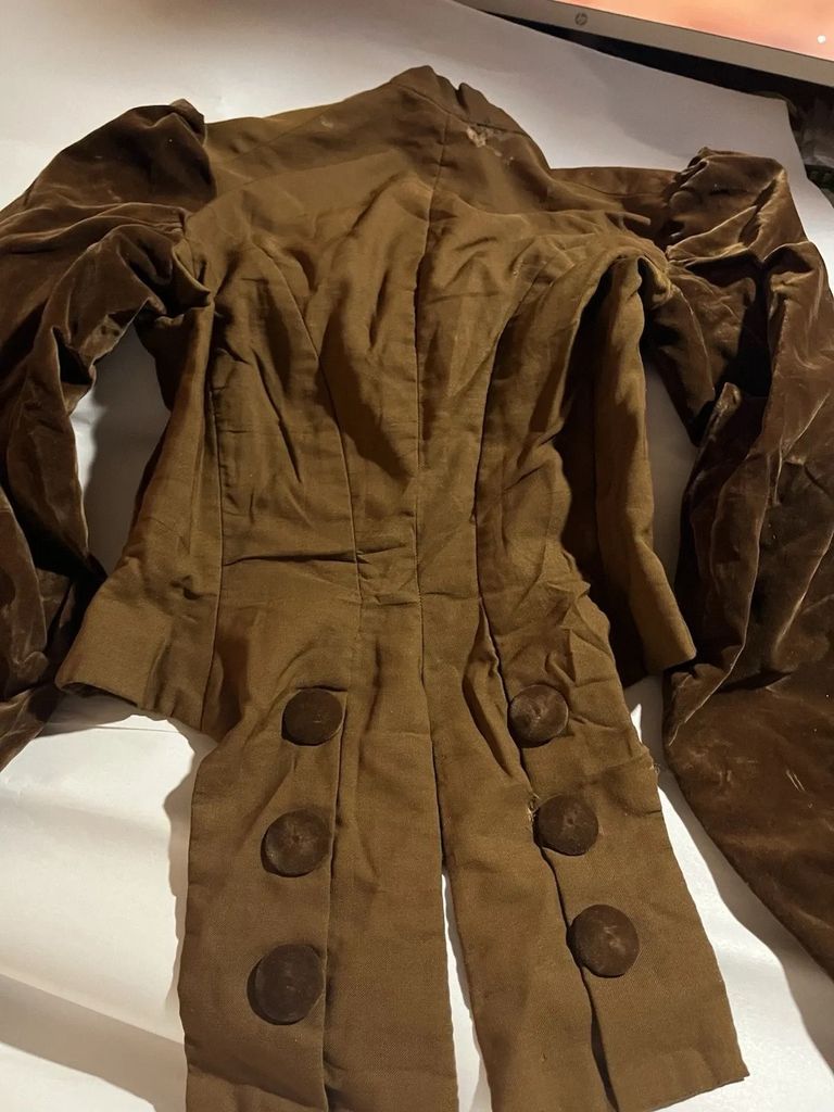 Woman's Brown Wool and Velvet Bodice (Six-Button Front) - Image 5