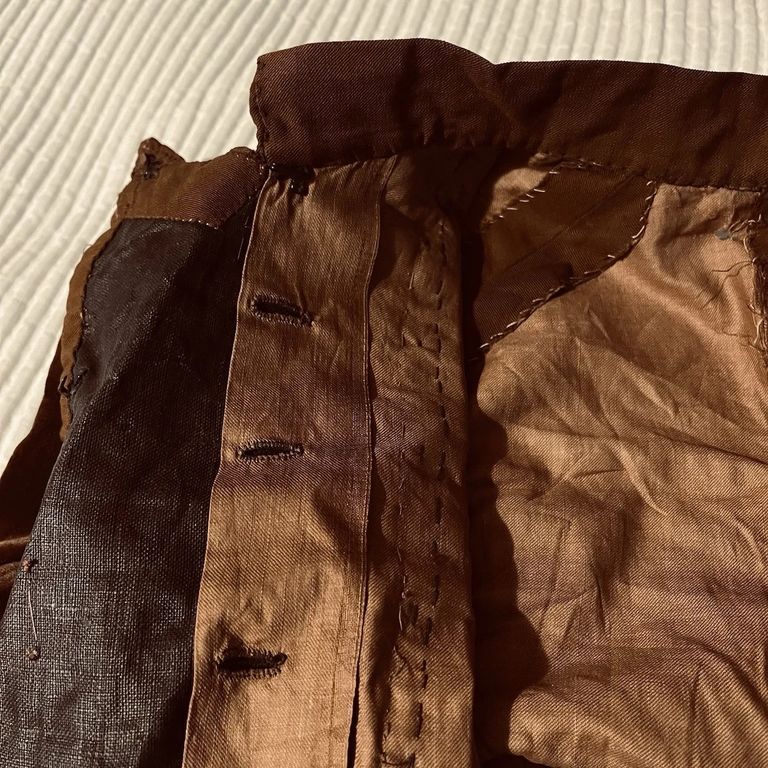Woman's Brown Wool and Velvet Bodice (Six-Button Front) - Image 7