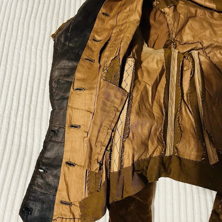 Woman's Brown Wool and Velvet Bodice (Six-Button Front) - Image 8