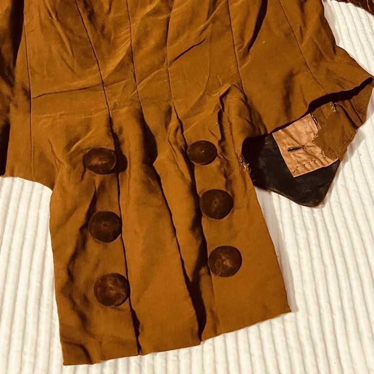 Woman's Brown Wool and Velvet Bodice (Six-Button Front) - Image 9