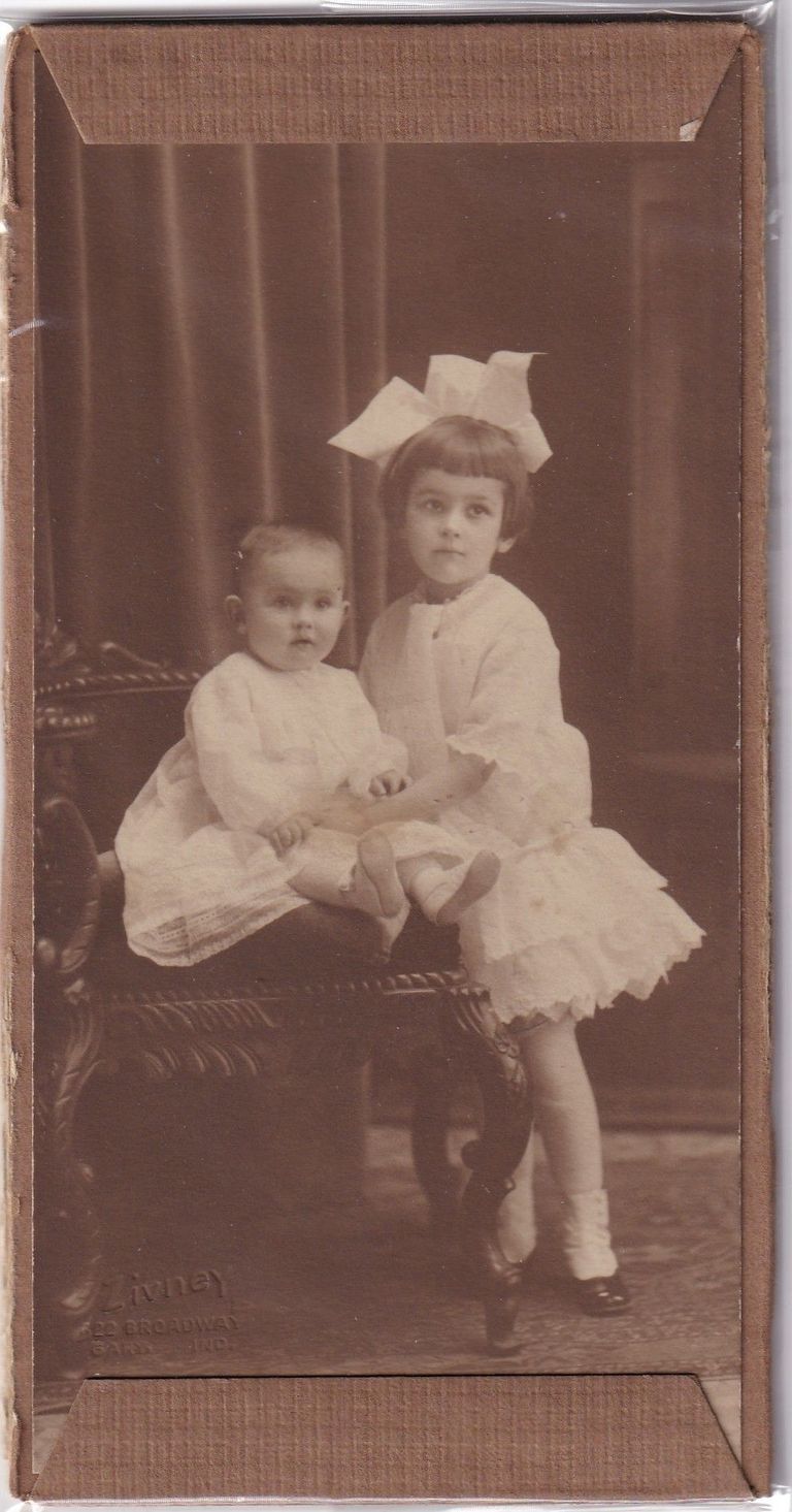 Portrait of Two Young Children — Kinney Studio, Gary, Indiana