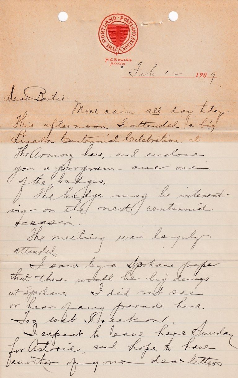 1909.2.12 - The Portland Hotel, Portland, Oregon