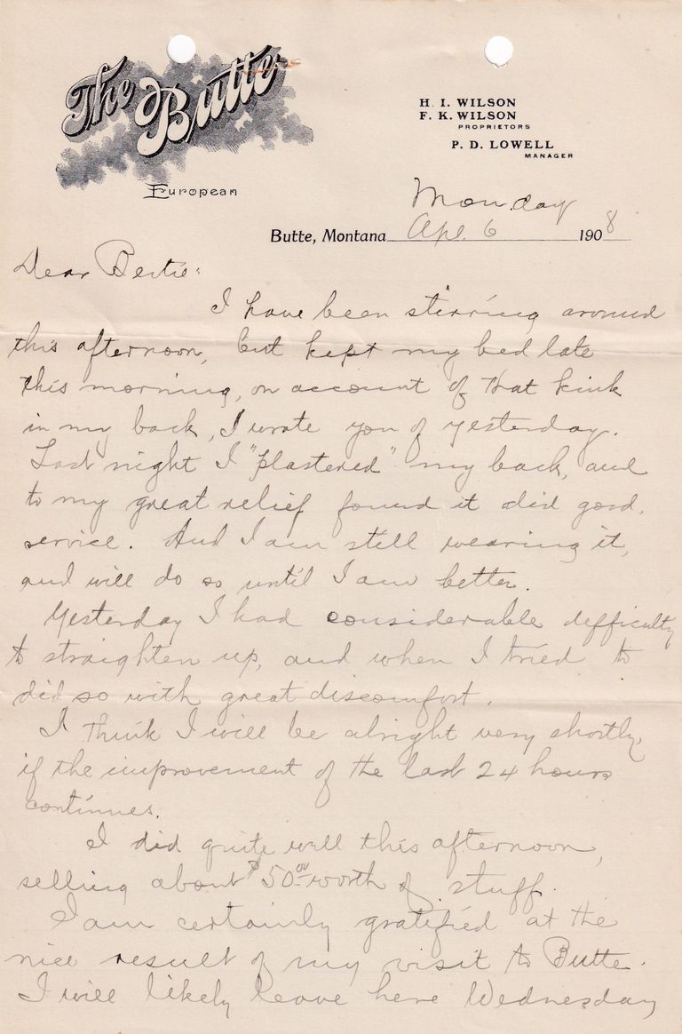 1908.4.6 - The Butte Hotel, Butte, Montana
