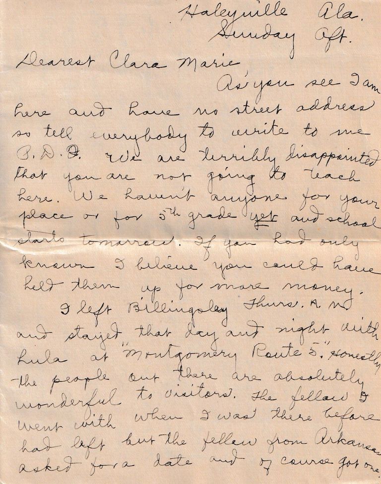 04 - 09.3.23 – Haleyville, Alabama Letter to Clara Marie Herrod - Image 2