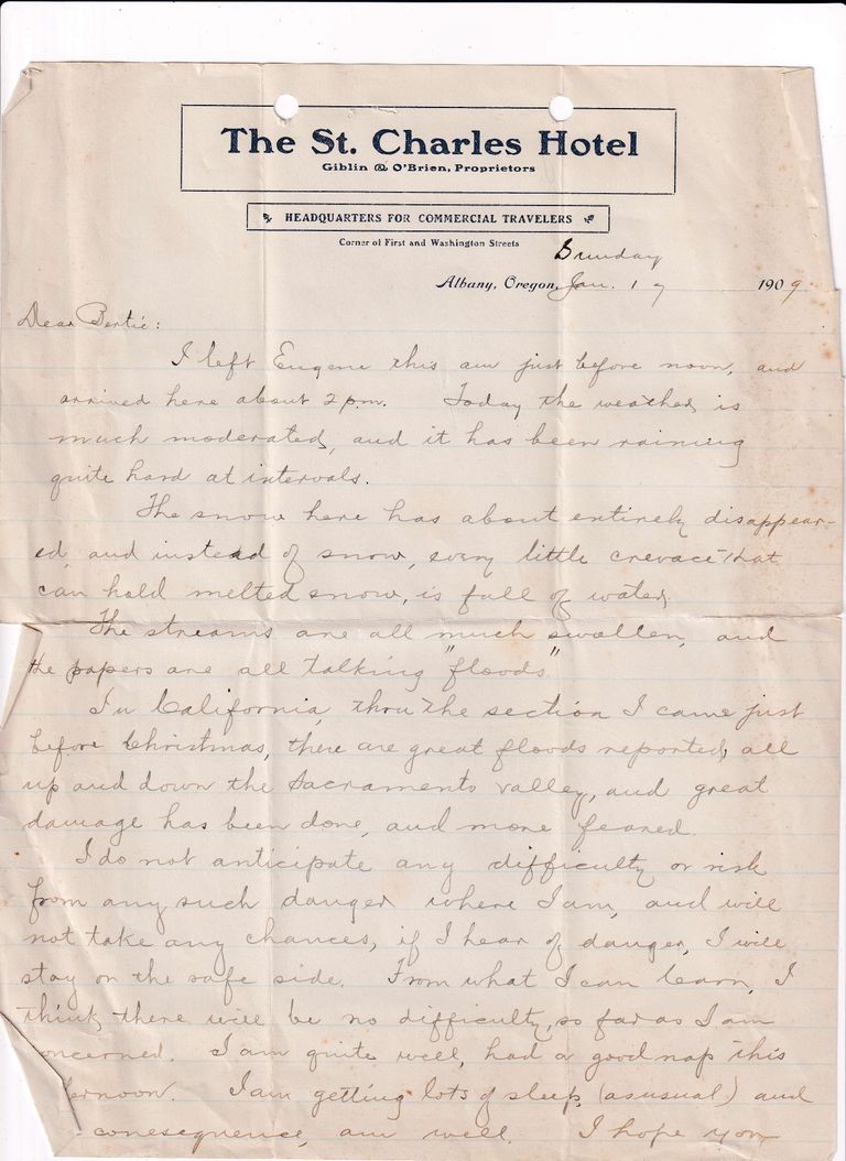 1909.1.17 - The St. Charles Hotel, Albany, Oregon