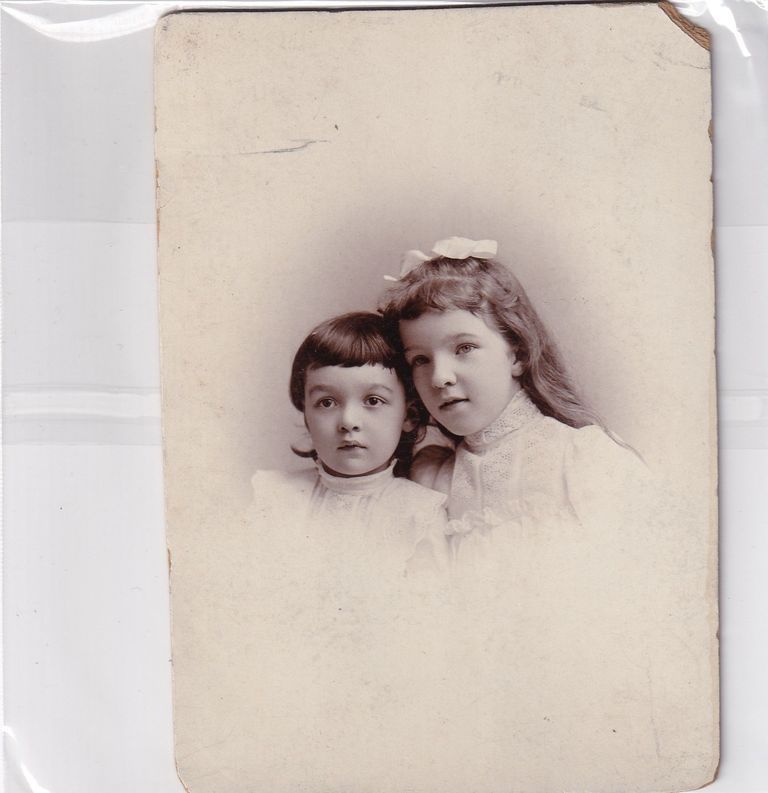 Sibling Portrait of Two Young Girls — Soft Vignette Studio Bust