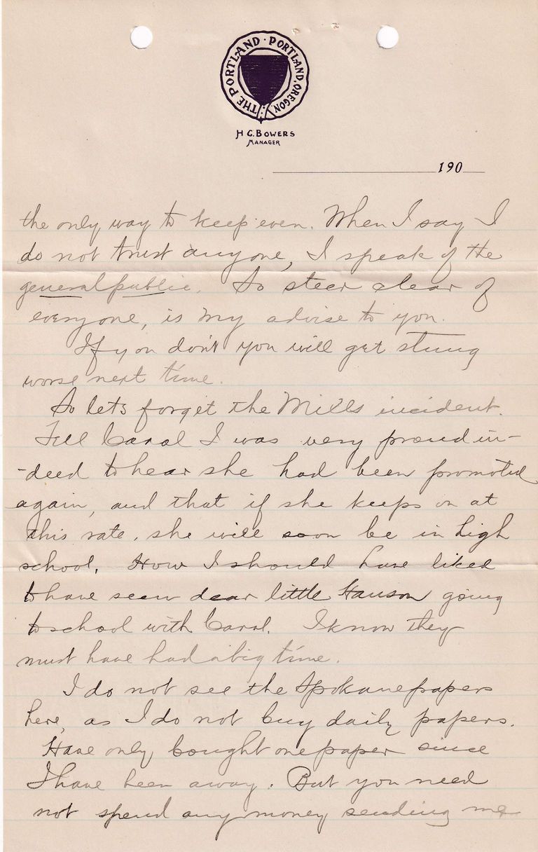 1909.2.2 Letter from Portland, Oregon – Financial Anxiety, Distrust & Personal Reflectio - Image 2