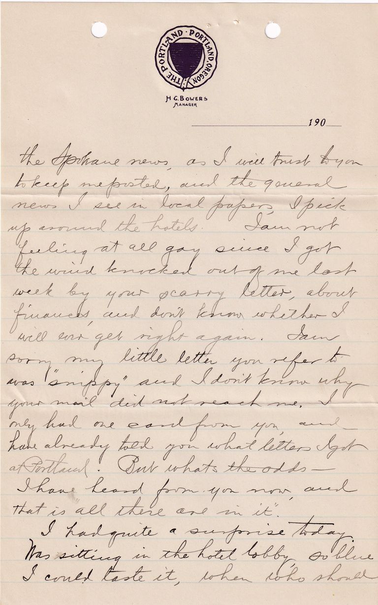 1909.2.2 Letter from Portland, Oregon – Financial Anxiety, Distrust & Personal Reflectio - Image 3