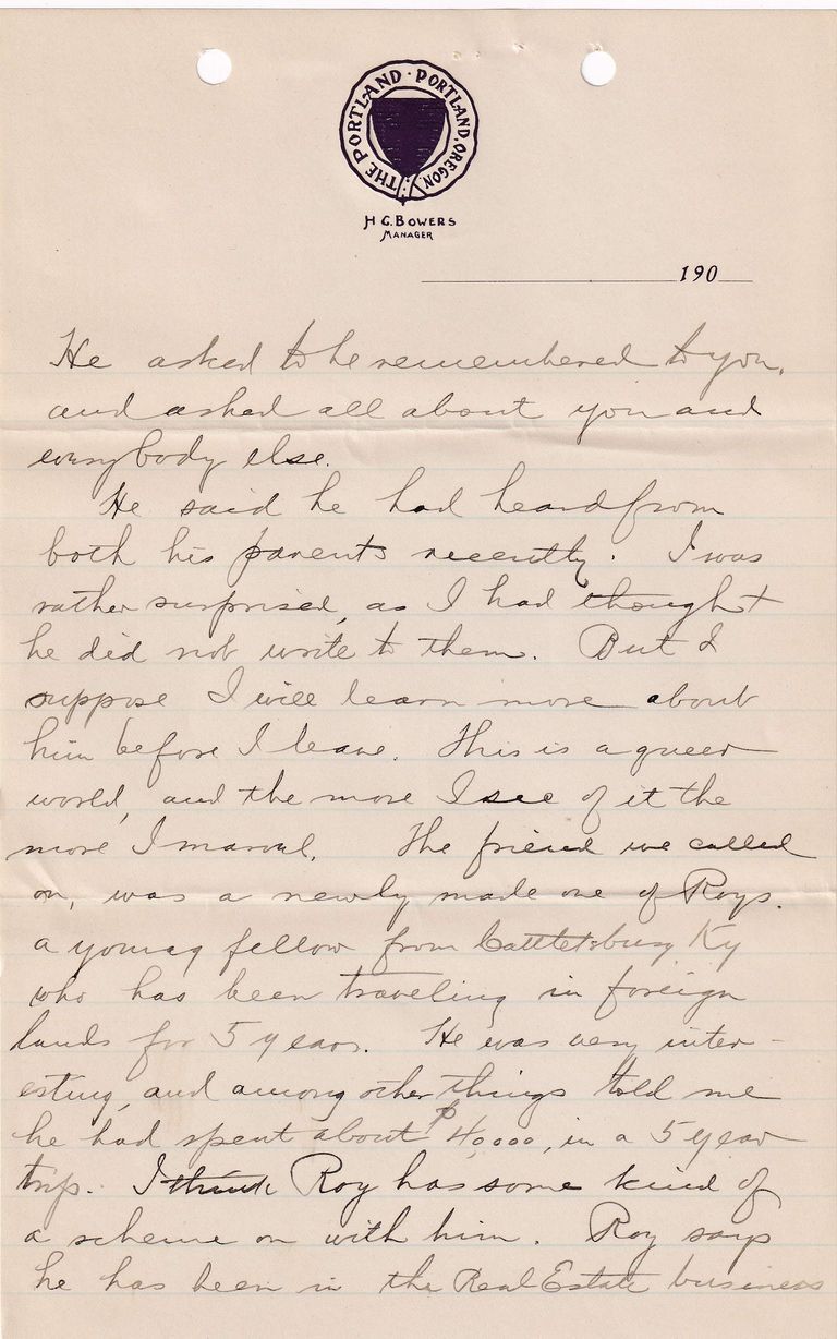 1909.2.2 Letter from Portland, Oregon – Financial Anxiety, Distrust & Personal Reflectio - Image 5
