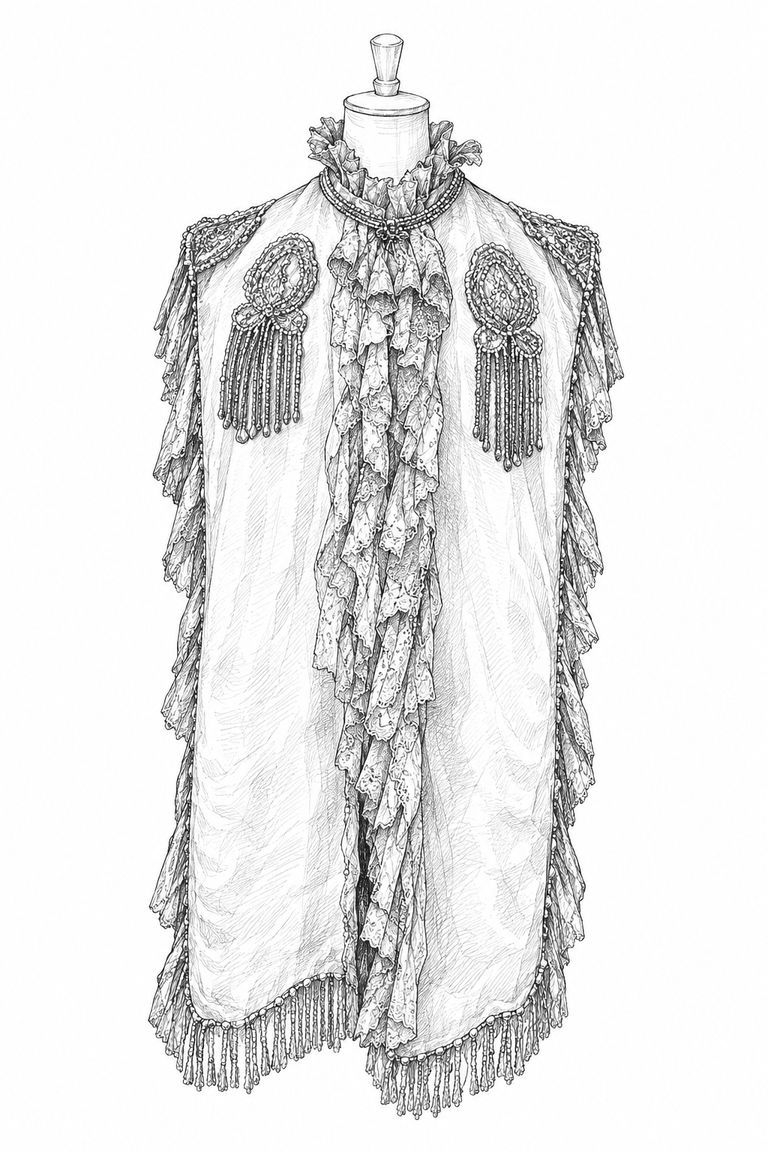 Late Victorian Black Beaded Mourning Capelet (Shoulder Cape) - Image 9