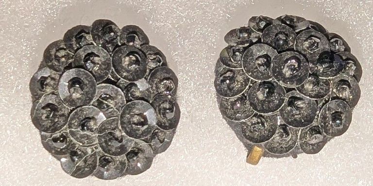 Mid-Century Black Sequin Cluster Earrings with Screw-Back Findings