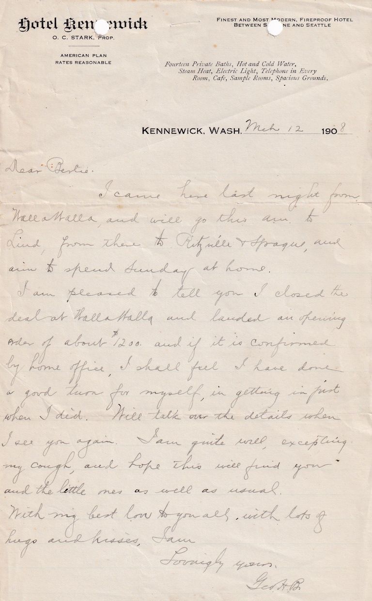 1908.3.12 – Hotel Kennewick, Kennewick, Washington