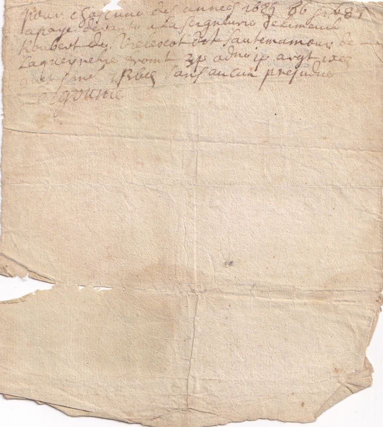 French Fiscal Document Fragment with Royal Revenue Stamp