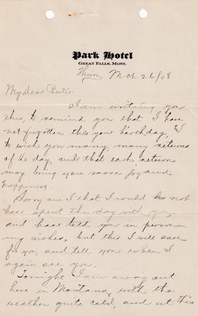 1908.3.26 - Park Hotel, Great Falls, Montana