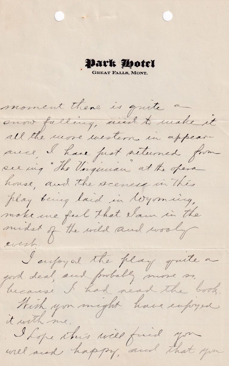 1908.3.26 - Park Hotel, Great Falls, Montana - Image 2