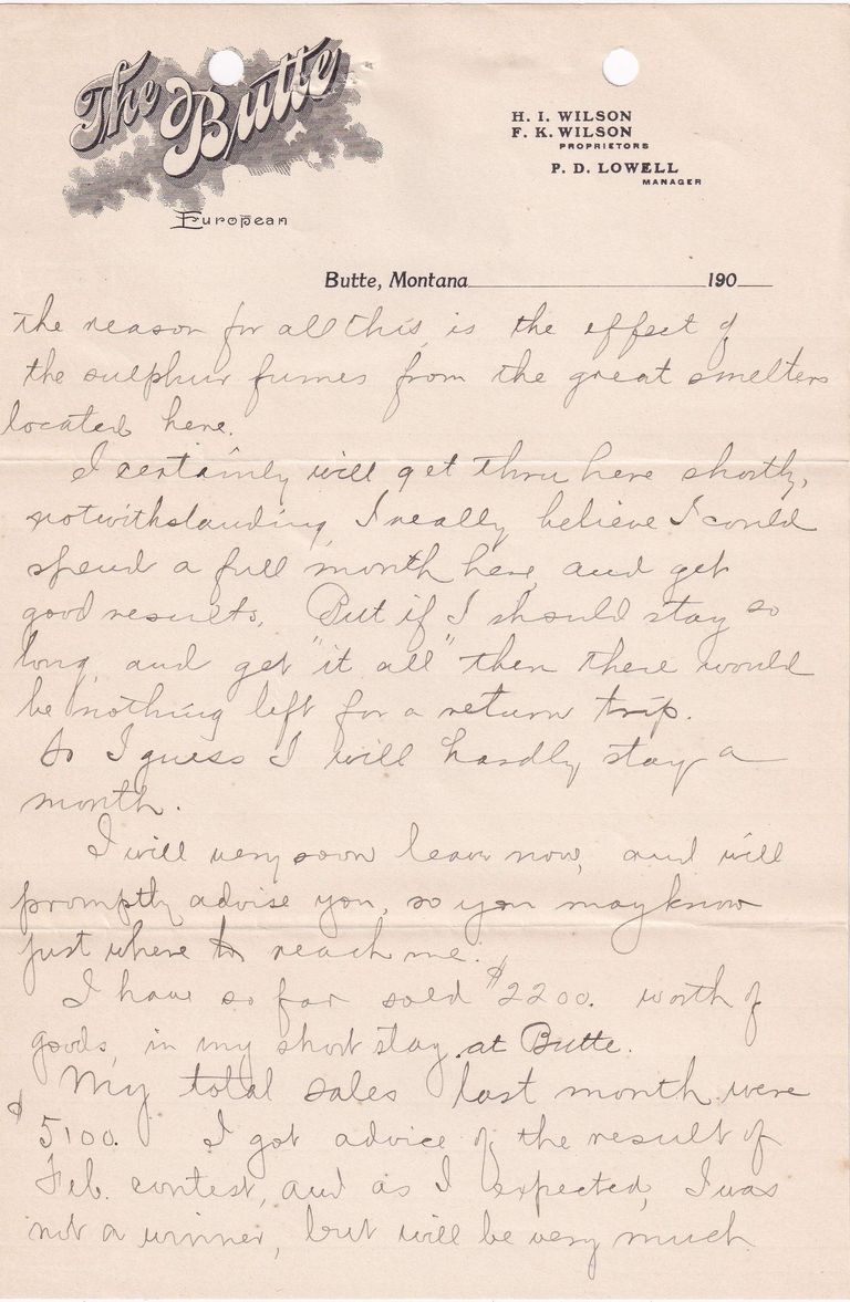 1908.4.8 - The Butte Hotel, Butte, Montana - Image 2