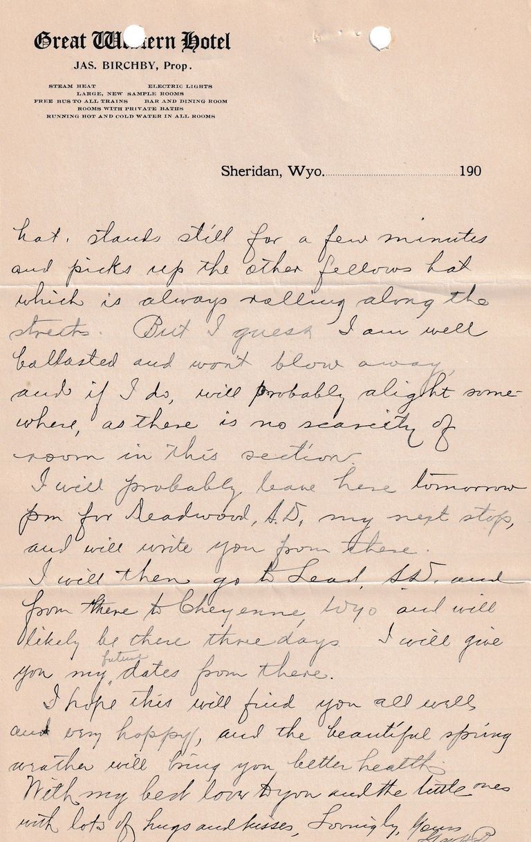 1908.4.27 - Great Western Hotel, Sheridan, Wyoming - Image 3