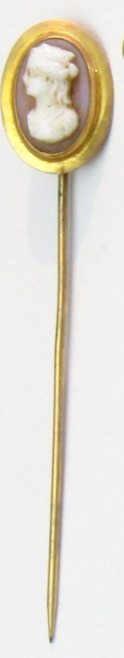 Classical Profile Cameo Hat Pin in Gilt Setting