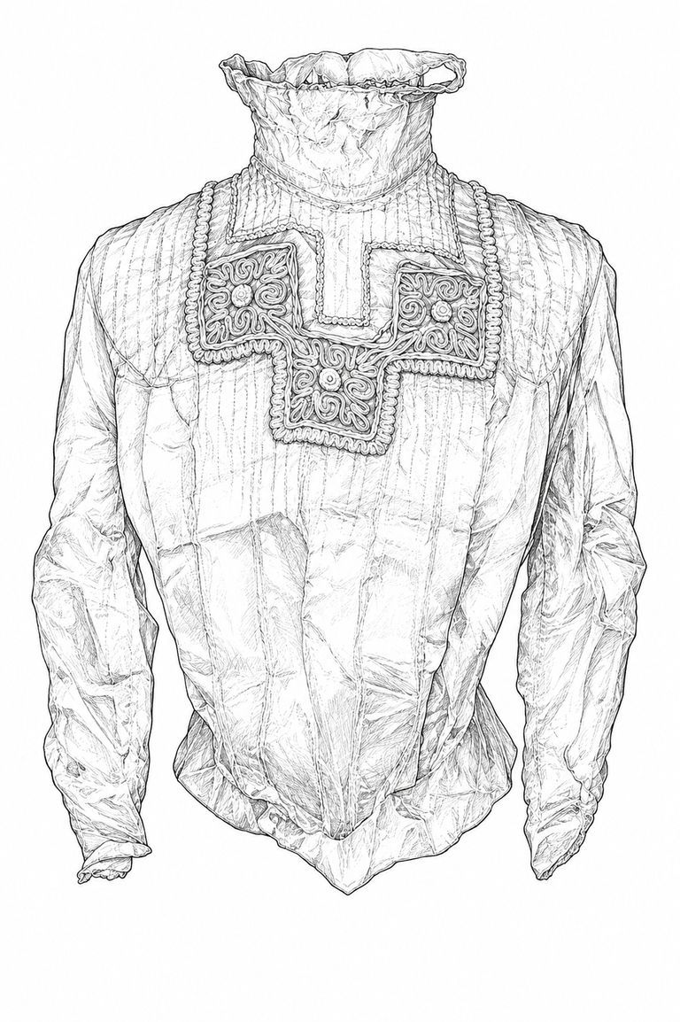 Woman's Black Silk Bodice with Soutache Embroidery - Image 8