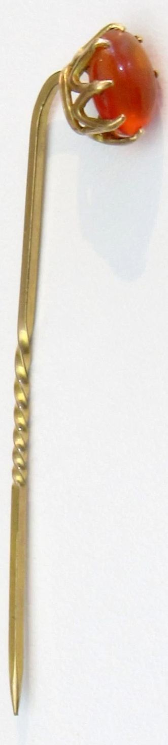 Cabochon Red Glass Hat Pin with Curved Shaft